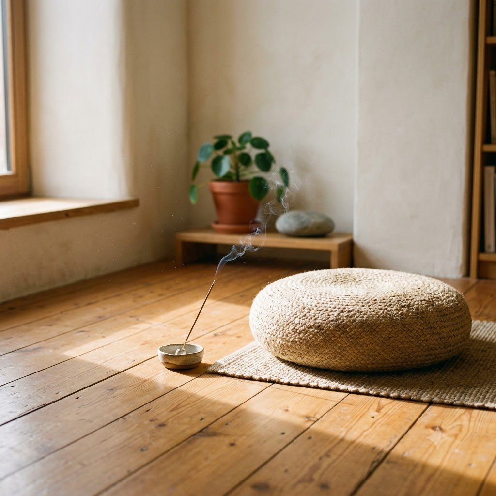 Meditating mat in warm light